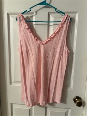 Lilly Pulitzer Light Pink Ruffle V-Neck Tank
